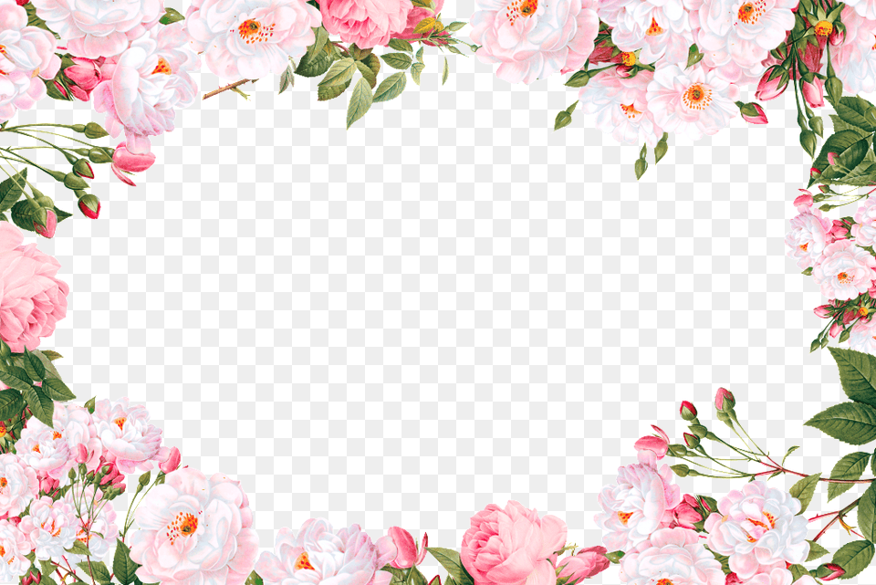 Beautiful Flowers Flowers And Lace Decoration Pink Flower Border, Art, Floral Design, Graphics, Pattern Free Transparent Png