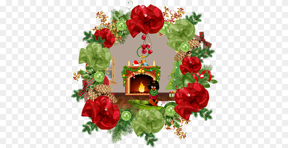 Beautiful Front, Fireplace, Indoors, Pattern, Wreath Free Transparent Png
