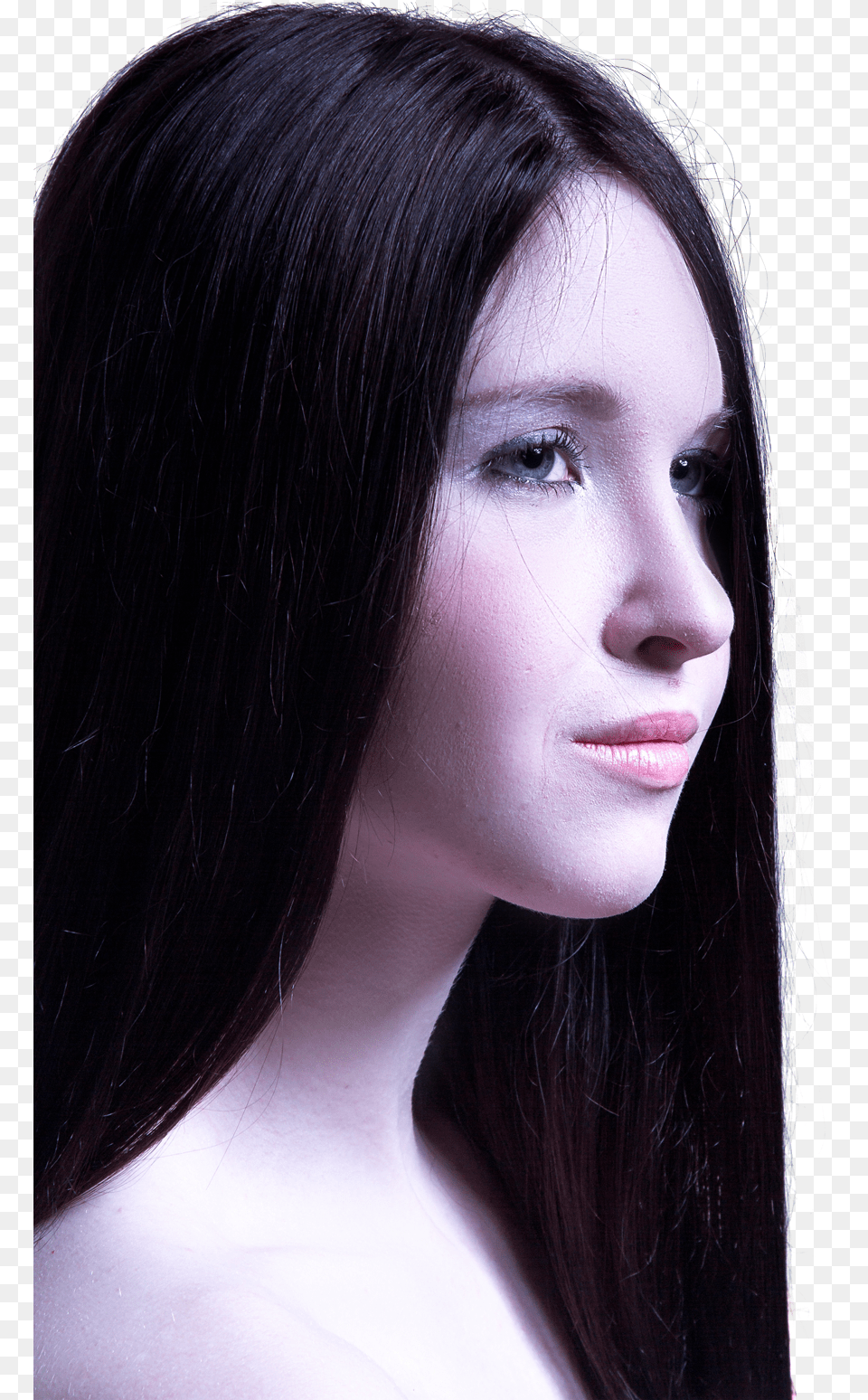 Beautiful Girl In Long Straight Black Hair, Woman, Portrait, Photography, Person Png