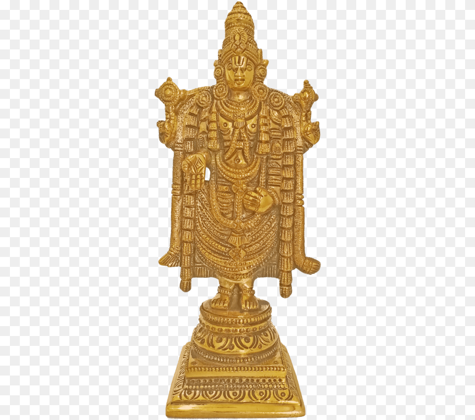 Beautiful Golden Lord Venkateswara Brass Statue With Tirupati Balaji Brass Idol, Bronze, Gold, Treasure, Wedding Png Image