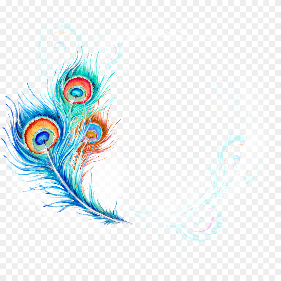 Beautiful Hand Painted Hd Peacock Feather Free Download, Art, Floral Design, Graphics, Pattern Png Image