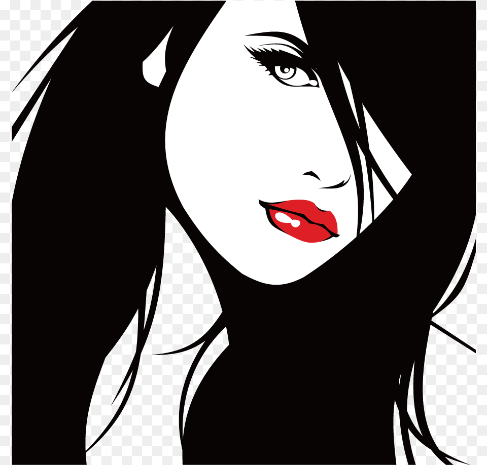 Beautiful Lips Transprent Free Download Silhouette Female Face, Adult, Person, Woman, Comics Png Image