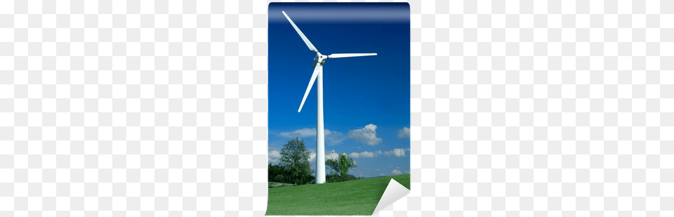 Beautiful Meadow With One Wind Turbine Wall Mural Wind Turbine, Engine, Machine, Motor, Grass Free Transparent Png