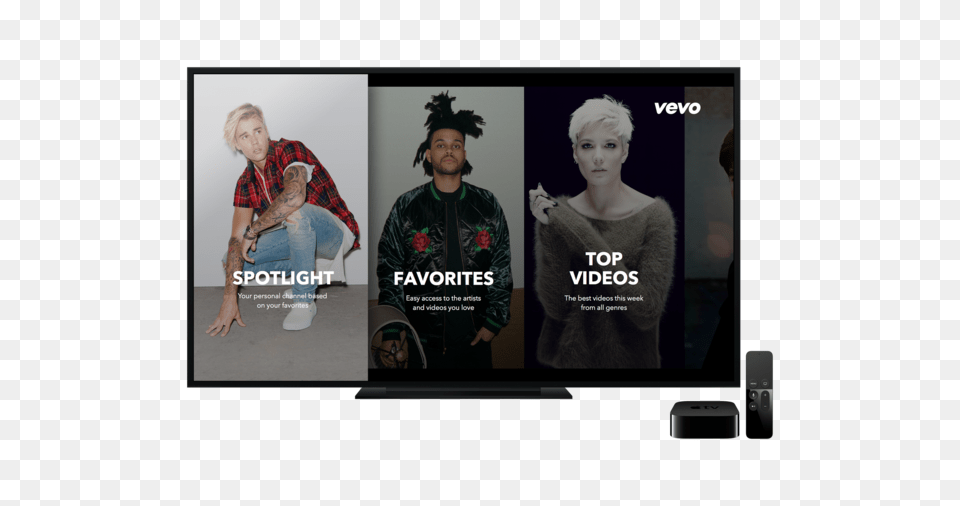 Beautiful New Apple Tv App Brings Hd Music Music Videos Vevo Hd, Art, Collage, Adult, Person Png Image