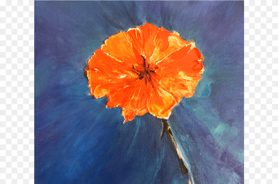 Beautiful Original Prickly Poppy Orange Flower Painting Painting, Petal, Plant, Geranium Png Image