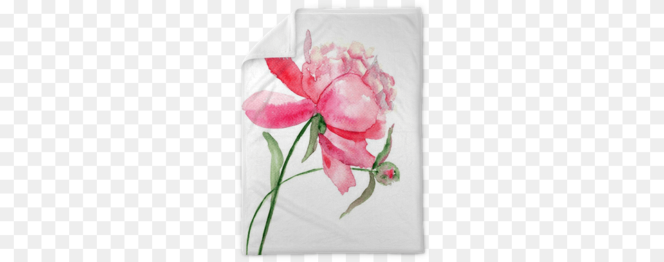 Beautiful Peony Flower Watercolor Painting Plush Blanket Watercolor Flower Drawing, Pattern, Plant, Cushion, Home Decor Free Transparent Png