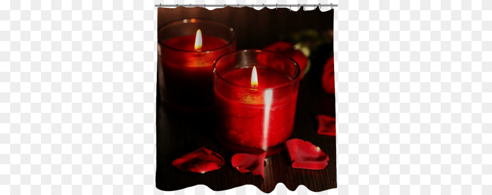 Beautiful Romantic Red Candles With Flower Petals Shower Krasnie Cveti I Svechi, Petal, Plant, Candle Free Png