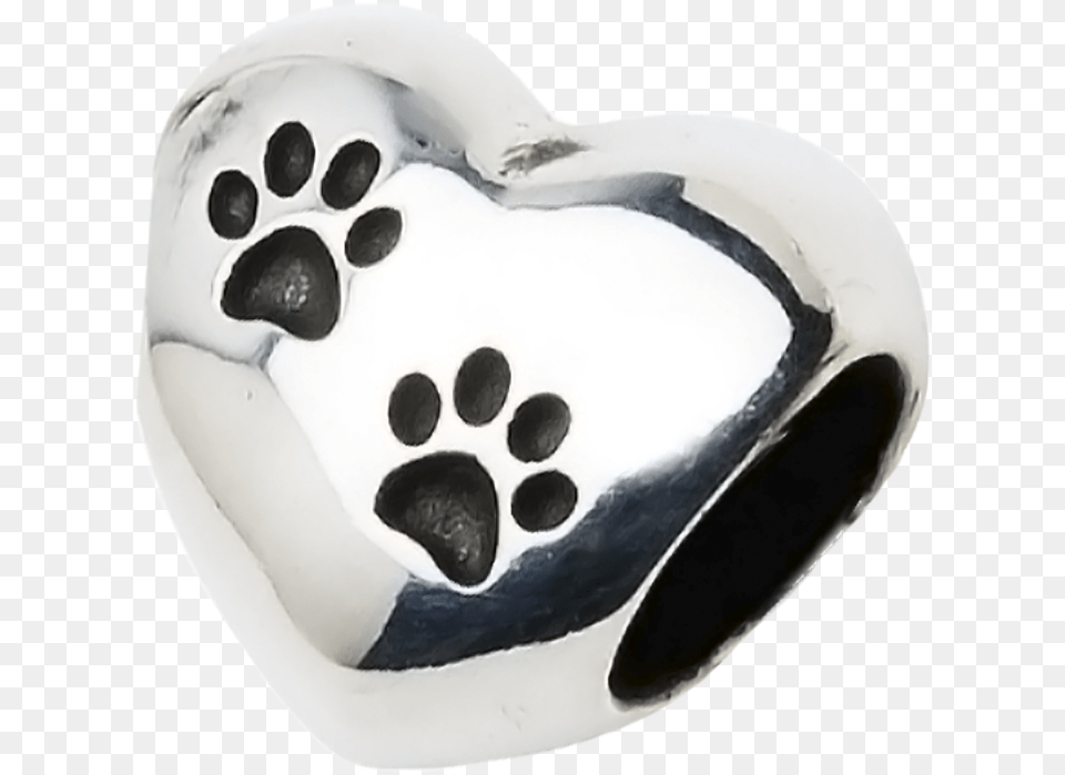 Beautiful Sterling Silver Heart Charm Purple Paw Print Tattoo, Pebble Png Image