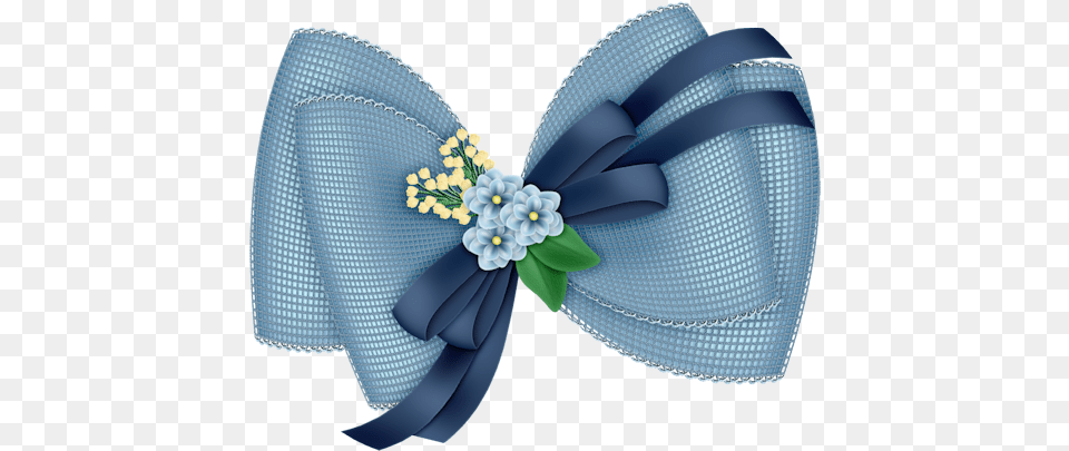Beautiful Transparent Light Blue Bow With Flowers Clipart Hair Bow Clip, Accessories, Formal Wear, Tie, Bow Tie Png Image