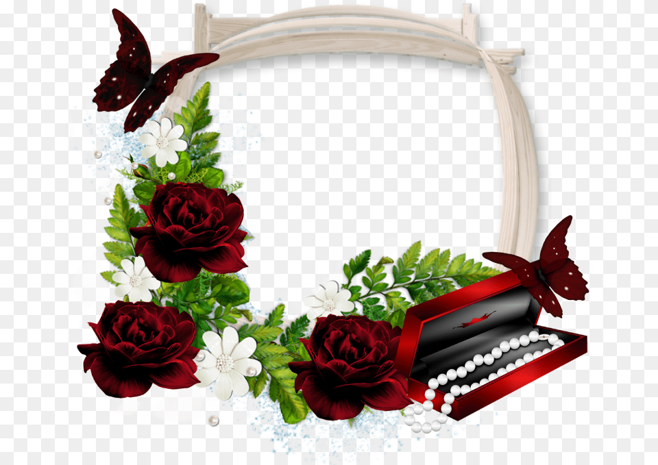 Beautiful Transparent Photo Frame With Dark Red Roses Dark Beautiful Red Rose, Flower, Flower Arrangement, Flower Bouquet, Plant Free Png Download