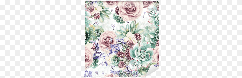 Beautiful Watercolor Pattern With Succulents And Lavender Pink Roses And Succulent Cactus Pattern On Black Clutch, Art, Floral Design, Graphics, Painting Png Image