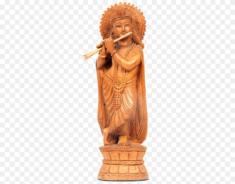 Beautifully Carved Wooden Lord Krishna Krishna, Art, Person, Handicraft Free Png Download