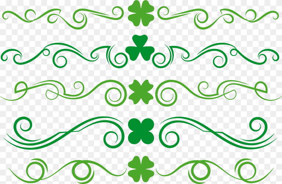 Beautifully Header Transprent Line Of Clovers, Art, Floral Design, Graphics, Green Free Png Download