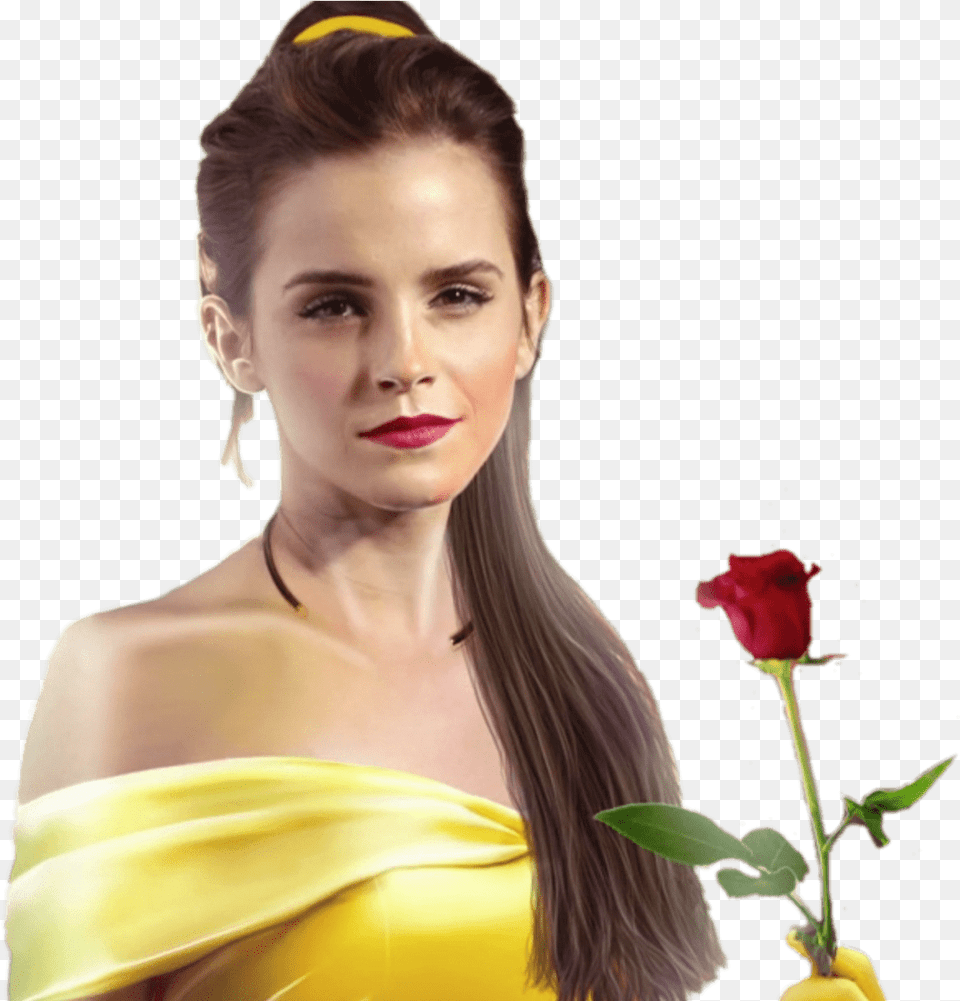 Beauty And The Beast Emma Watson La Belle Et La Bte, Adult, Rose, Plant, Person Free Png Download