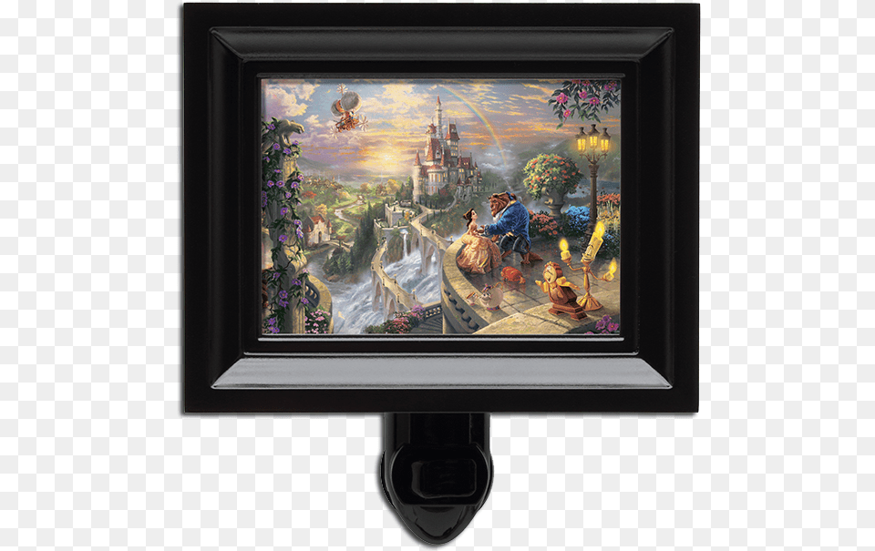 Beauty And The Beast Night Light Thomas Kinkade Beauty And The Beast Falling, Art, Painting, Adult, Person Free Transparent Png