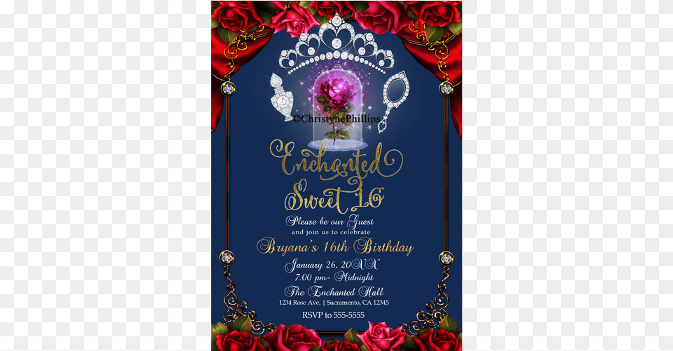 Beauty And The Beast Sweet 16 Invitations, Advertisement, Mail, Greeting Card, Poster Free Png