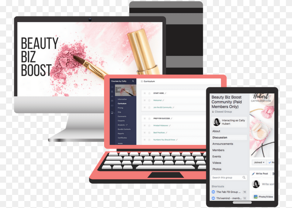 Beauty Biz Boost Computer Mockup Personal Computer, Lipstick, Cosmetics, Electronics, Pc Png