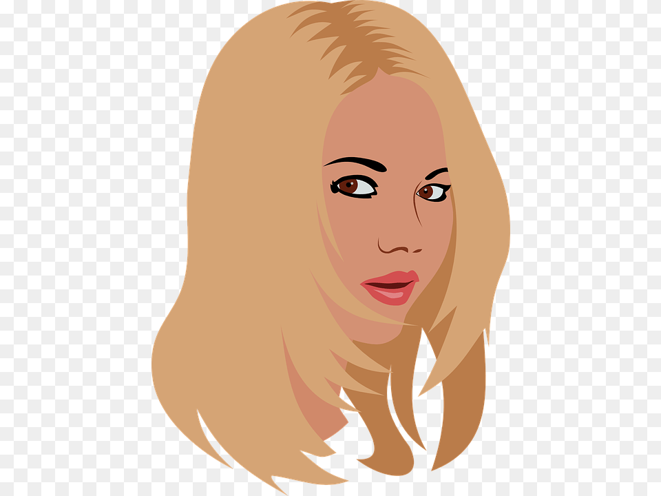 Beauty Blonde Face Girl Head Woman Attractive Cartoon Girl Black Hair, Portrait, Photography, Person, Adult Png Image