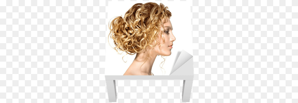 Beauty Girl With Blonde Permed Hair Lack Table Veneer Woman Profile Curly Hair, Adult, Person, Female, Head Png