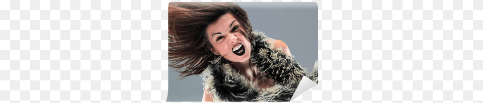 Beauty Young Woman Screaming Portrait Wall Mural Beauty, Face, Person, Head, Adult Png Image