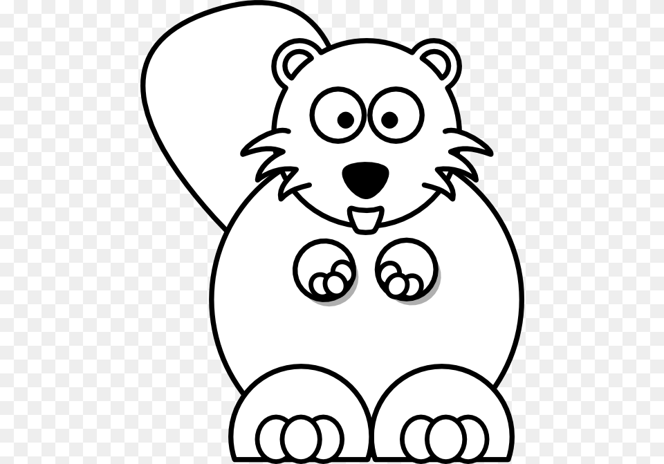 Beaver Black White Line 555px Beaver Clipart Black And White, Stencil, Animal, Bear, Mammal Free Png