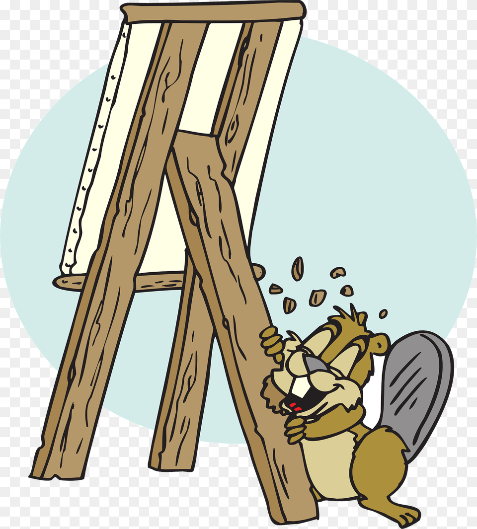 Beaver Gnawing Easel Clipart, Utility Pole Free Png