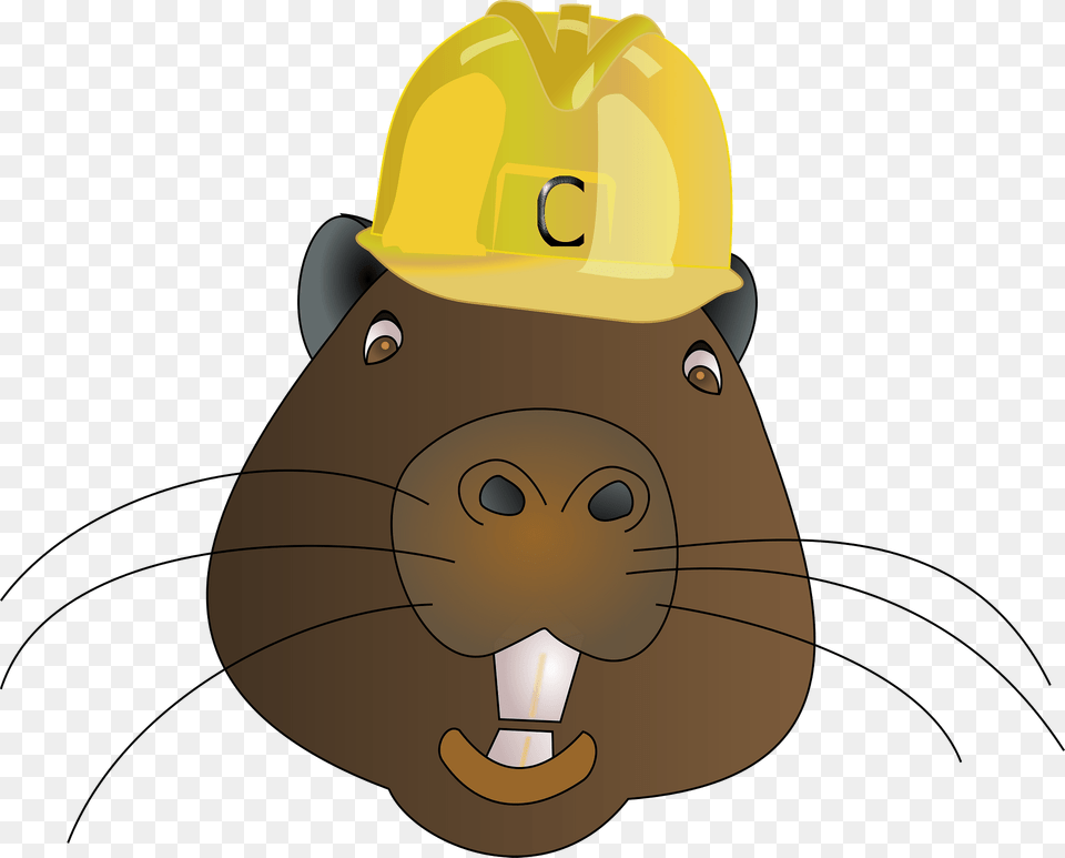 Beaver In A Hard Hat Clipart, Clothing, Hardhat, Helmet, Animal Png Image