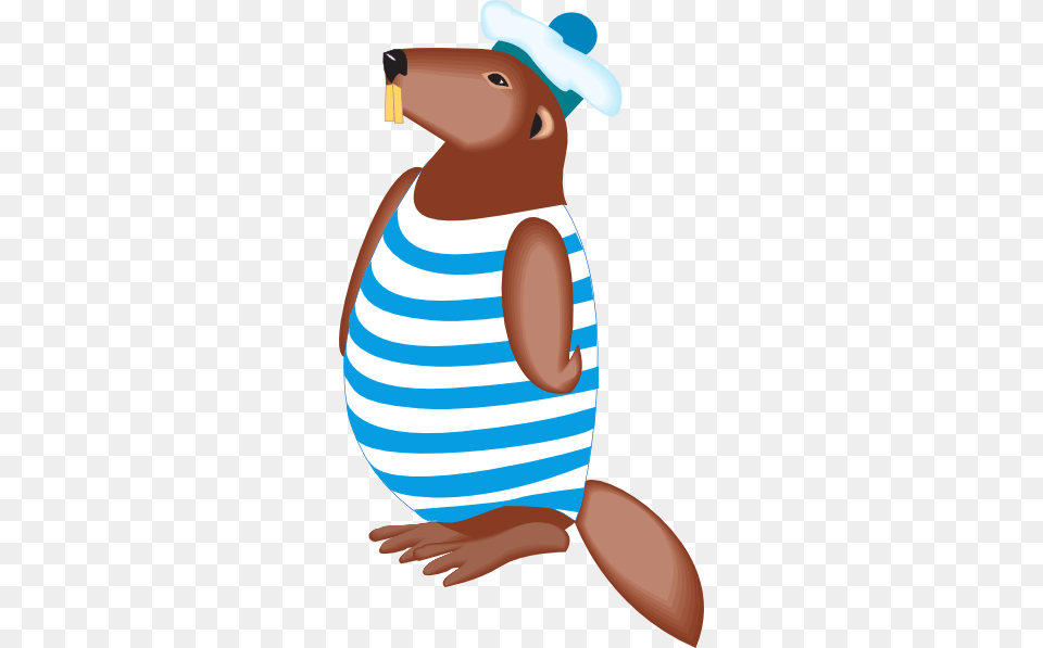 Beaver In Swimsuit Clip Art, Animal, Mammal, Baby, Person Png Image