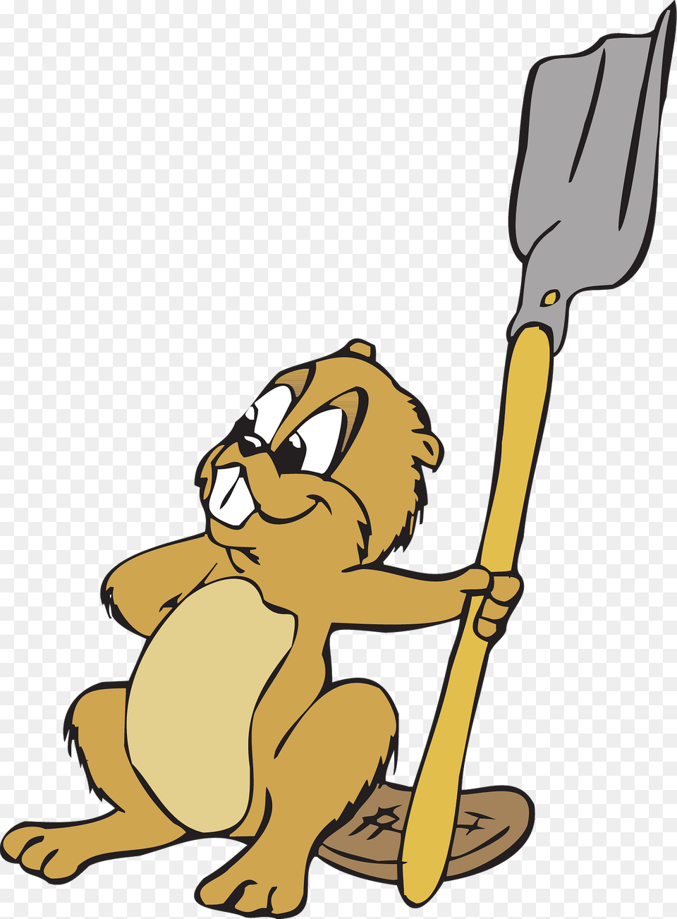 Beaver With A Shovel Clipart, Cartoon, Animal, Kangaroo, Mammal Png
