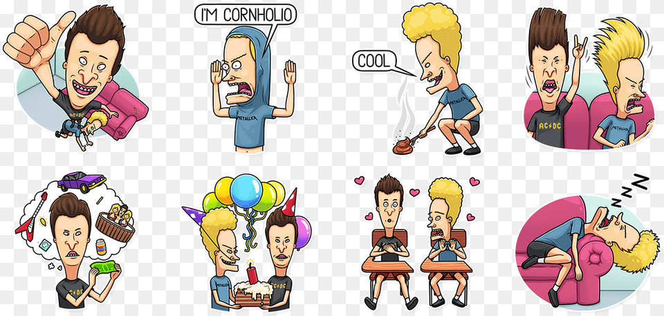 Beavis And Butt Head Telegram Stickers On Behance Stickers, Book, Comics, Publication, Person Free Png Download