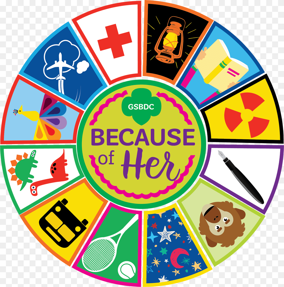 Because Of Her Girl Scout Patch Programs, Logo, First Aid, Symbol, Person Png Image