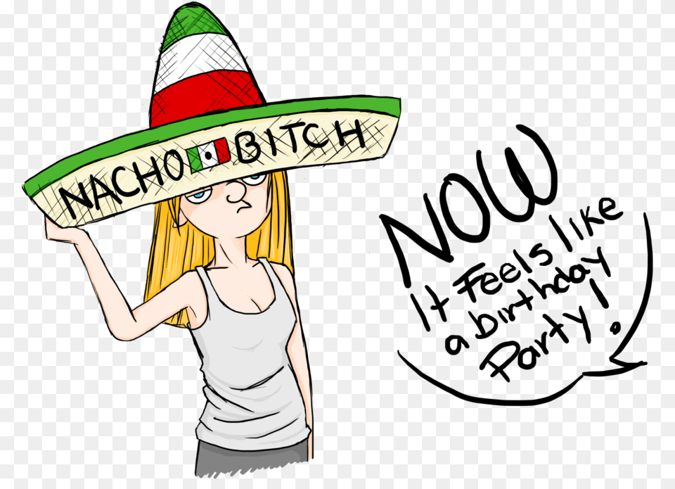 Because The Bitch Never Cartoon, Clothing, Hat, Adult, Female Png