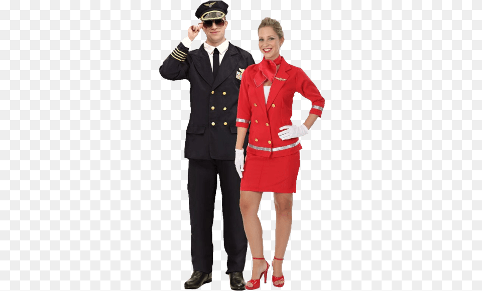 Become The Hottest Pilot And Air Hostess Around With Adult Sizzling Red Air Hostess Costume, Person, Officer, Coat, Clothing Free Png Download