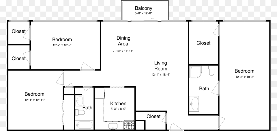 Bed 2 Bath Deluxe Floor Plan, Diagram, Floor Plan, Chart, Plot Png Image