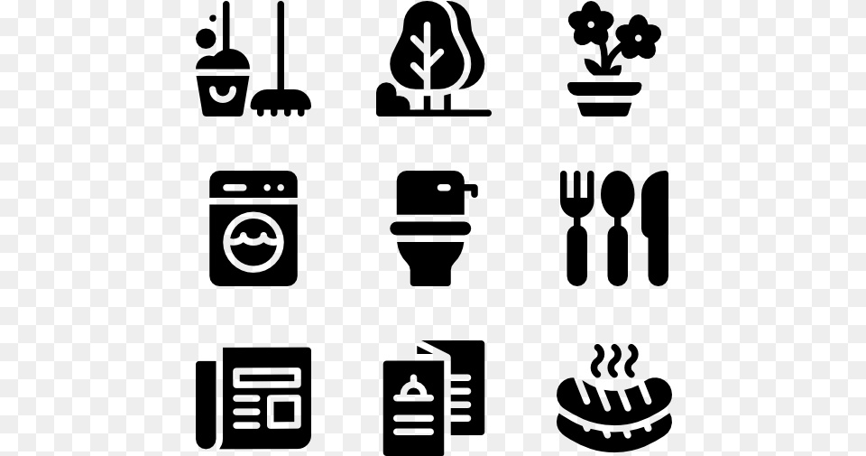Bed And Breakfast Icons For Presentation, Gray Png Image