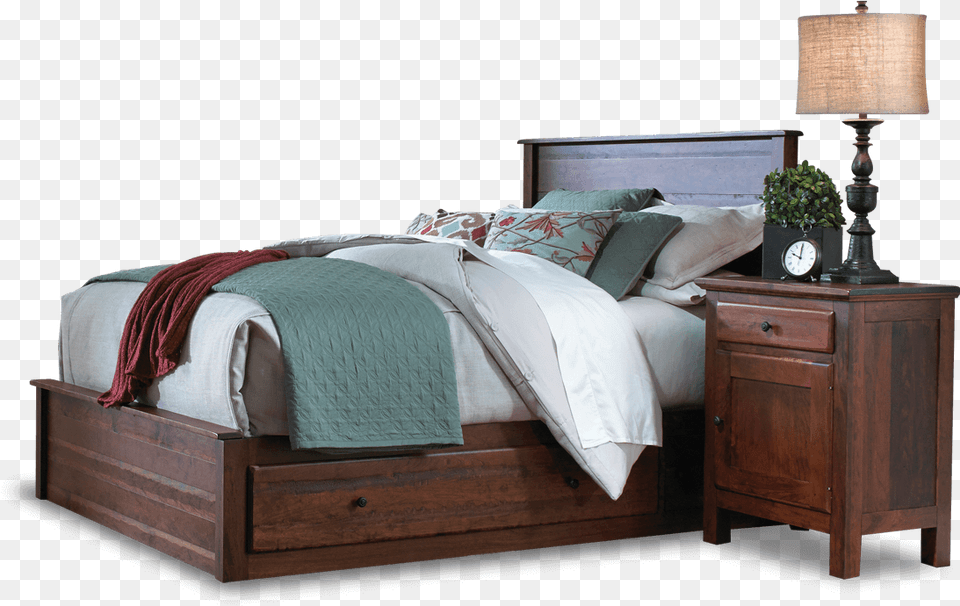 Bed And Nightstand Bed Frame, Furniture, Lamp, Table Lamp, Indoors Png