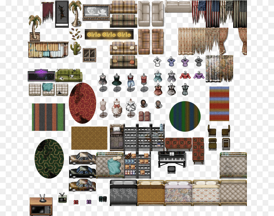 Bed Car Carpet Chair Inside Modern Table Rpg Maker Mv Inside Tilesets, Art, Collage, Architecture, Building Png