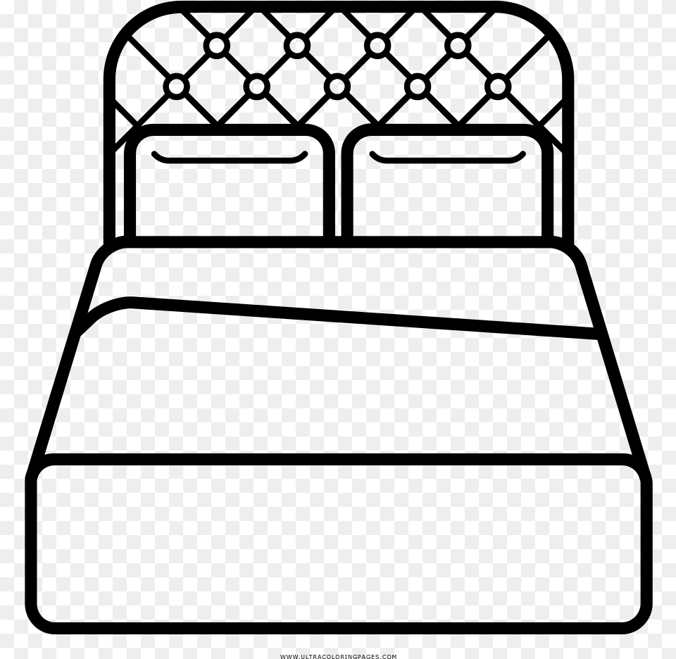 Bed Coloring Page, Gray Png