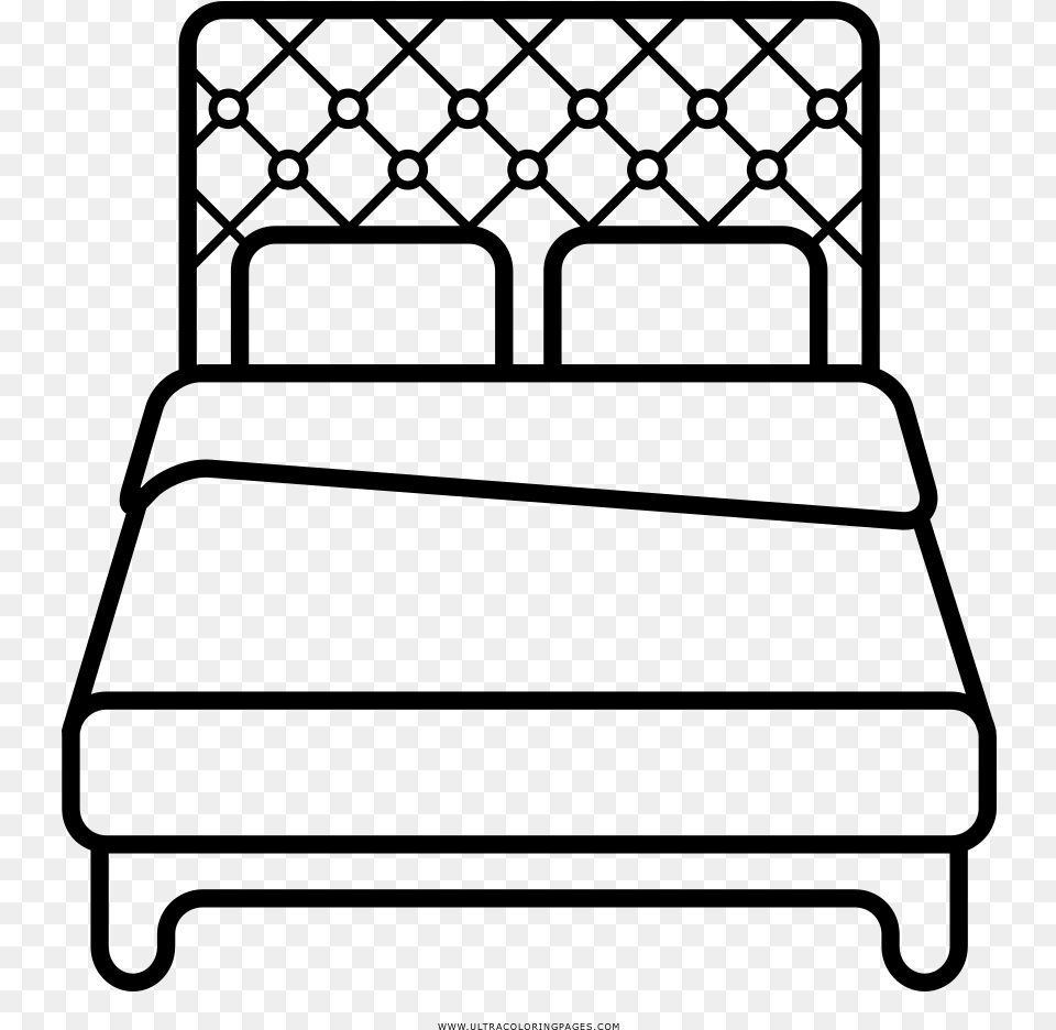 Bed Coloring Page, Gray Png