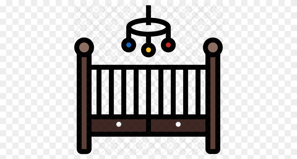 Bed Crib Icon Of Colored Outline Style Cradle, Fence, Furniture, Indoors Free Transparent Png