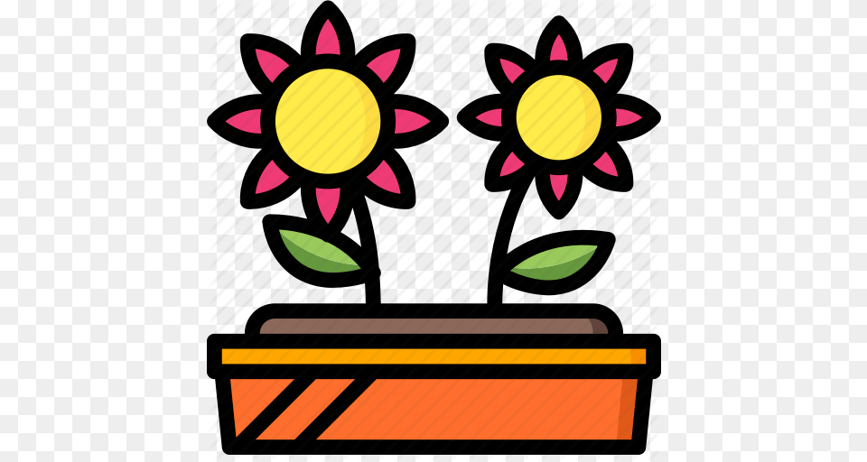 Bed Flower Garden Gardening Grow Plant Icon, Art, Graphics, Potted Plant, Furniture Png Image
