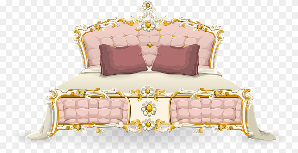 Bed Transparent Pink Bed, Furniture, Birthday Cake, Cake, Cream Png