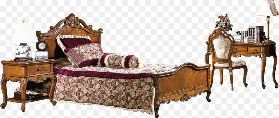 Bed Wood Furniture, Table Lamp, Lamp, Chair, Cushion Png