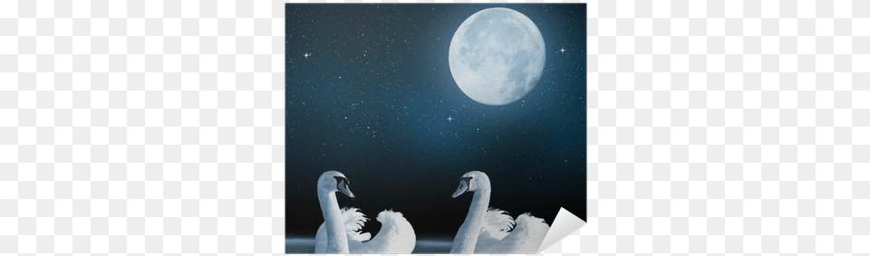 Beddinginn 3d White Swans Couple And Heart Shaped Clouds, Astronomy, Moon, Nature, Night Free Transparent Png