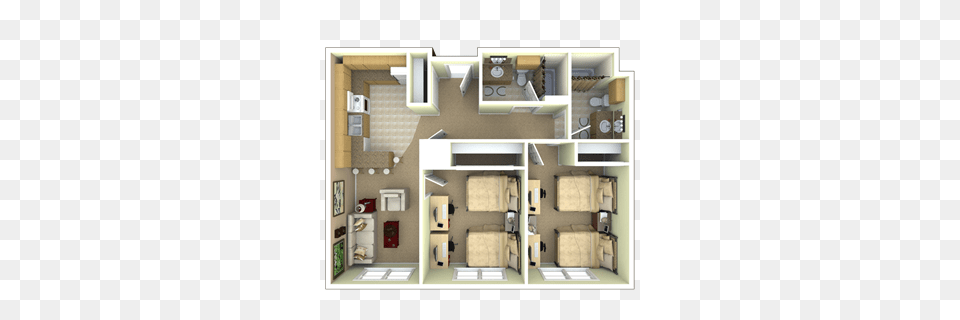 Bedroom 2 Bath Apartment University Apartments, Diagram, Floor Plan Free Png Download