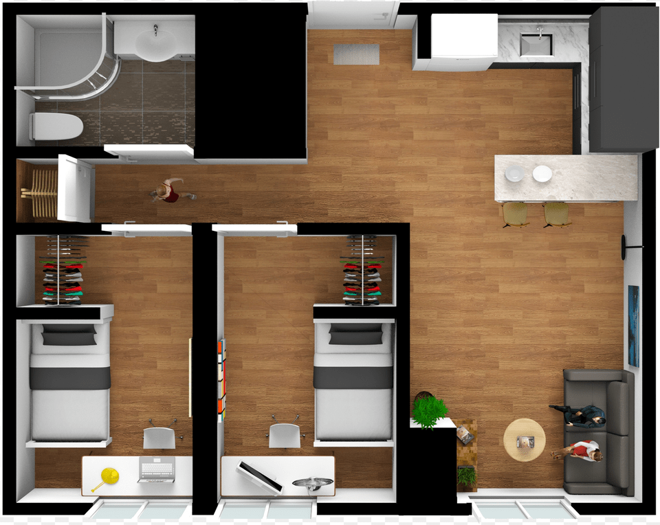 Bedroom 3d Floor Plan Free Png Download