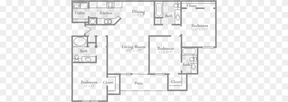 Bedroom Floor Plans Crowne On Tenth Stylish Apartments 3 Bedroom Apartment Floor Plans, Scoreboard, Diagram, Floor Plan Free Png Download