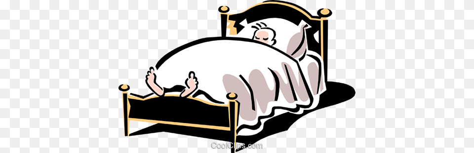 Bedsleeping Royalty Vector Clip Art Illustration Cartoon Bed Sleeping Person, Furniture Free Png