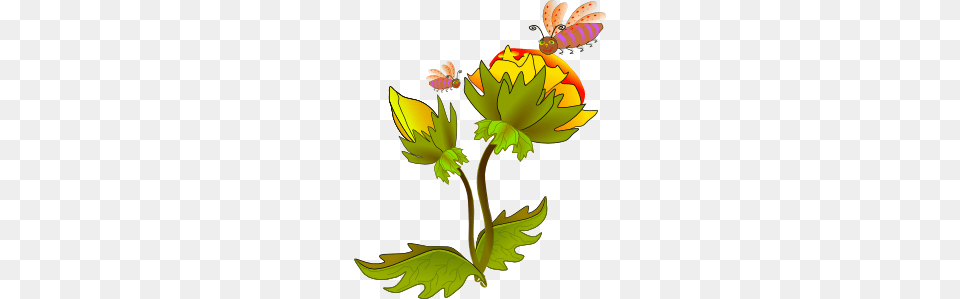 Bee And Flower Clip Art, Leaf, Plant, Floral Design, Graphics Free Png Download