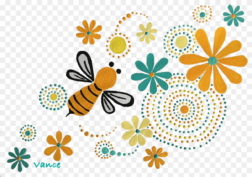 Bee Art, Pattern, Floral Design, Graphics Png